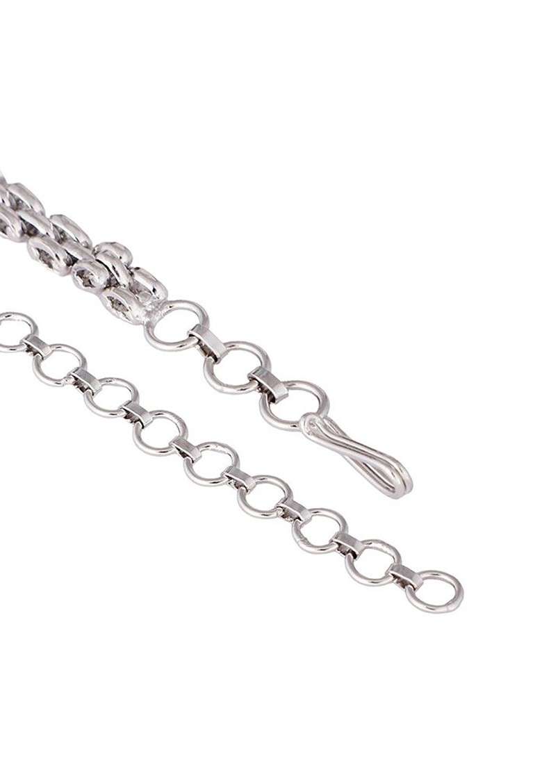 Rhodium Plated Brass Cubic Zirconia Starline Necklace Earrings - Indya