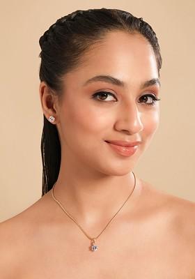 Gold Plated Brass Cubic Zirconia Drop Pendant Necklace Earrings