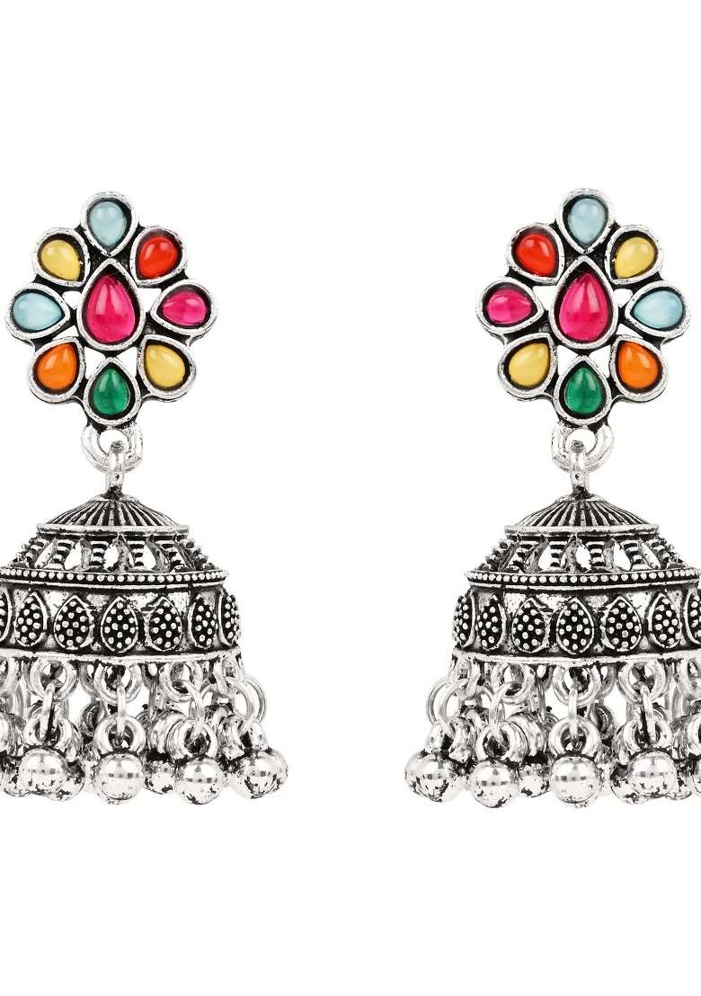 Oxidised Platinum Plating Zinc Alloy Jewellery Set - Indya