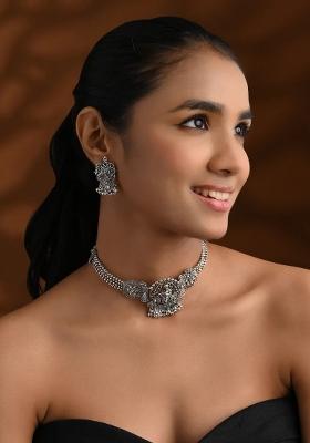 Oxidised Platinum Plating Zinc Alloy Jewellery Set