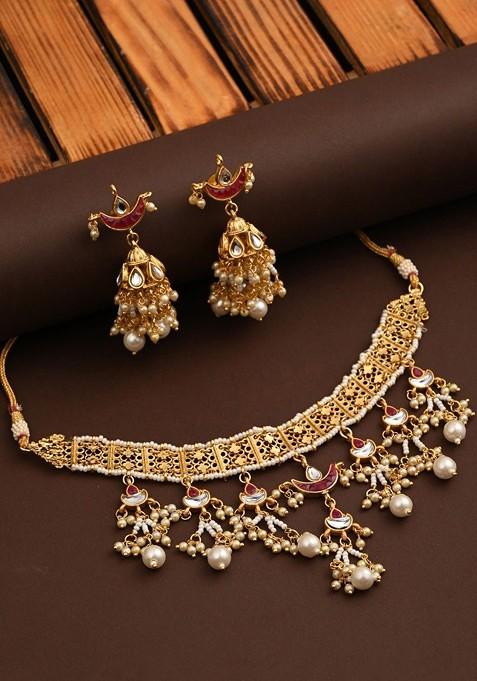 Gold Artificial Alloy Necklace Set