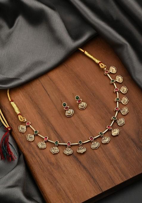 Gold Artificial Alloy Necklace Set