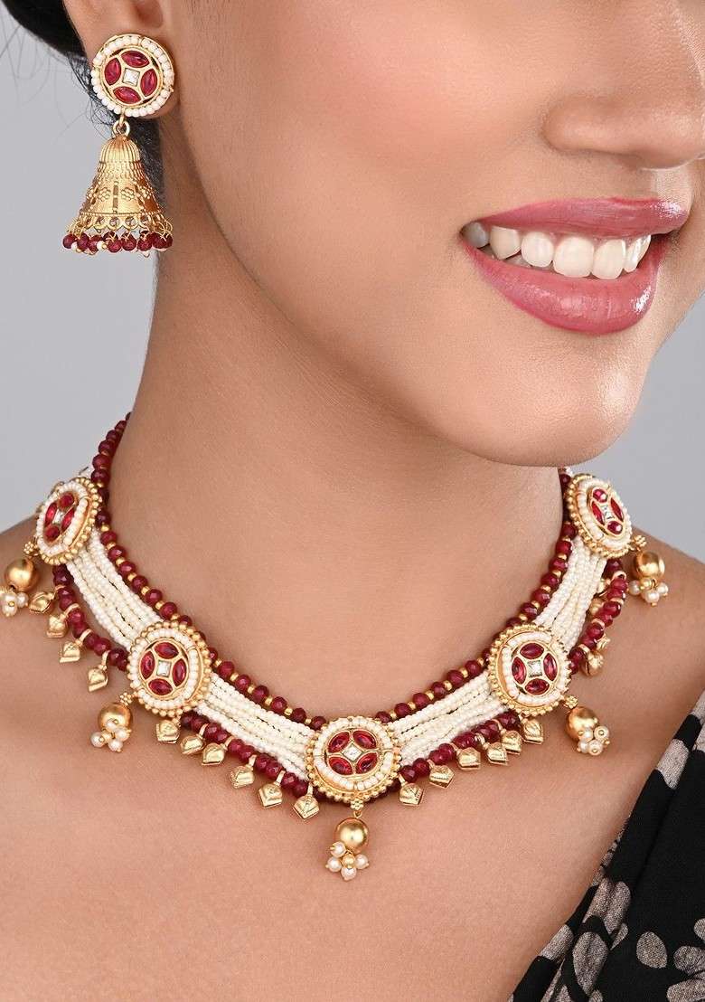 Gold Artificial Alloy Necklace Set - Indya