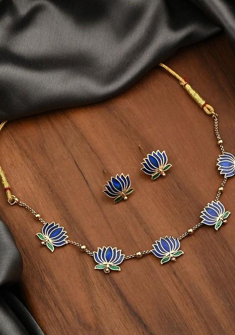 Gold Artificial Alloy Necklace Set