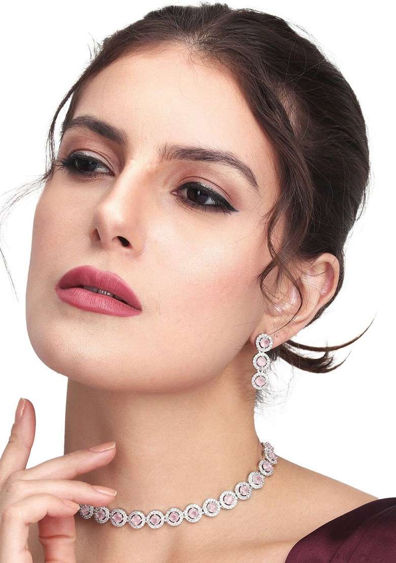 Silver Artificial Alloy Necklace Set - Indya