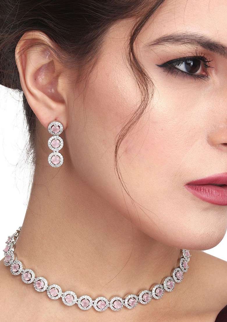 Silver Artificial Alloy Necklace Set - Indya