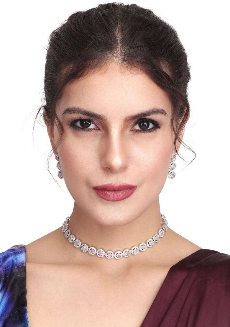 Silver Artificial Alloy Necklace Set - Indya