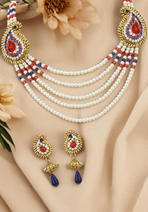 Multicolor Gold Plated Brass Jewellery Set