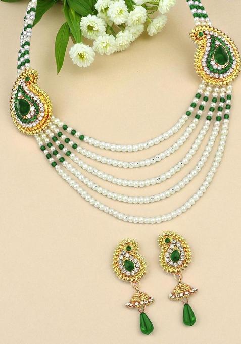 Green Gold Plated Brass Jewellery Set