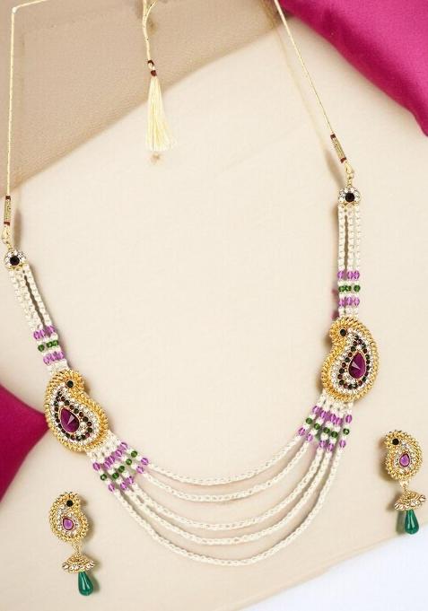Multicolor Gold Plated Brass Jewellery Set