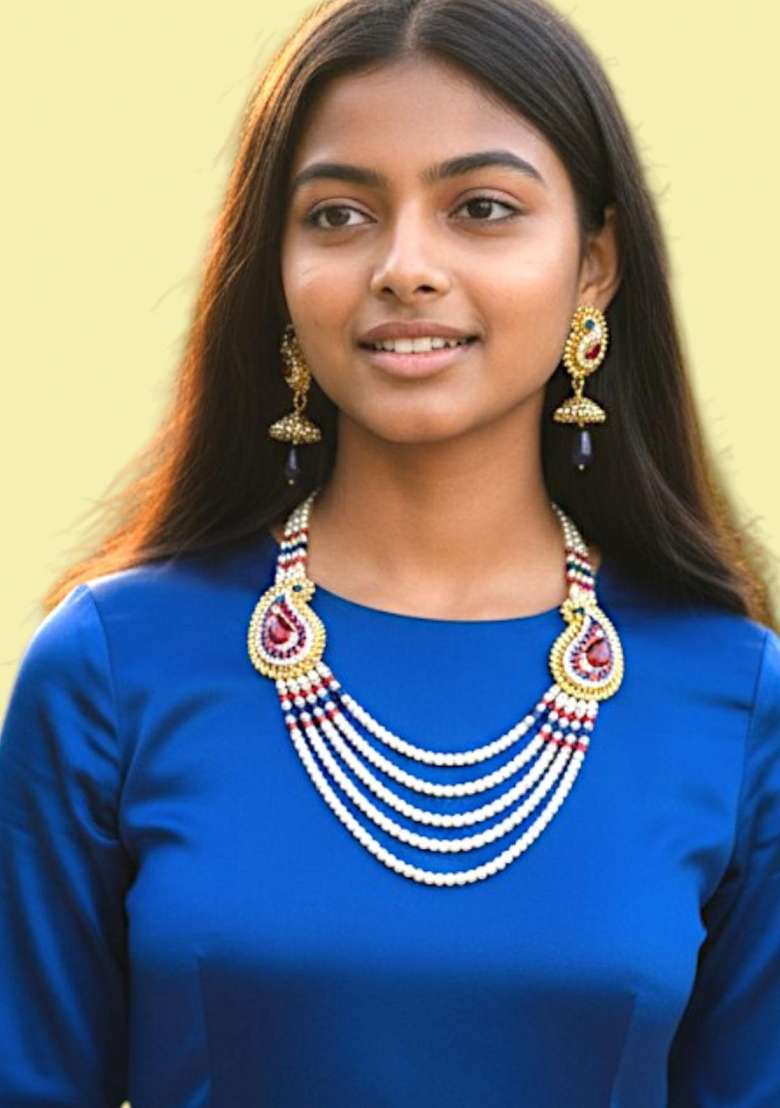 Multicolor Gold Plated Brass Jewellery Set - Indya