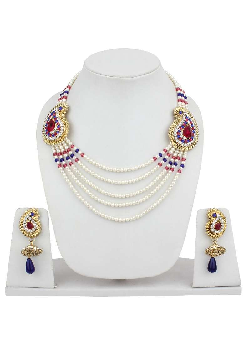 Multicolor Gold Plated Brass Jewellery Set - Indya