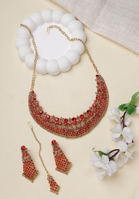 Pink Gold Plated Brass Jewellery Set