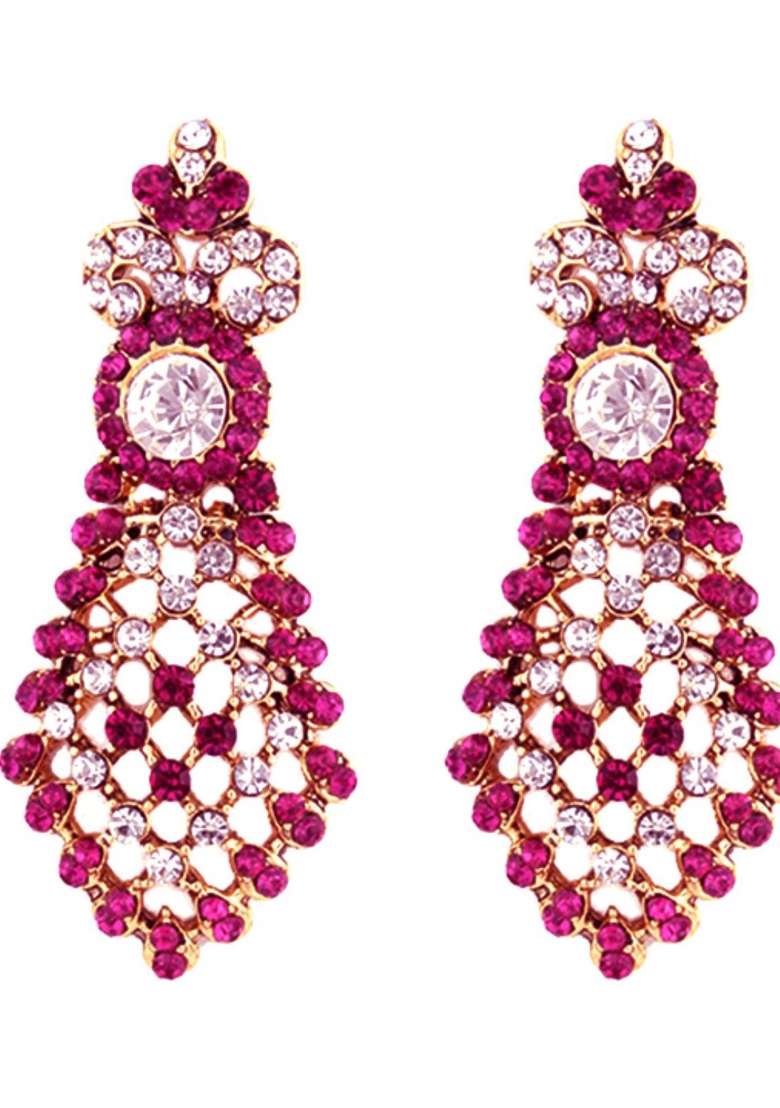 Pink Gold Plated Brass Jewellery Set - Indya