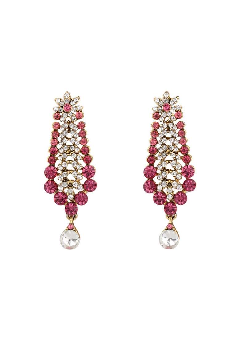 Pink Gold Plated Brass Jewellery Set - Indya