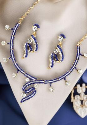 Blue Gold Plated Brass Jewellery Set
