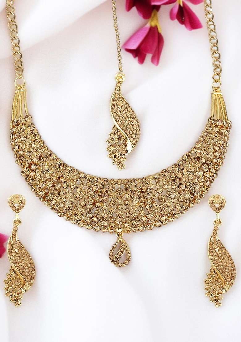 Gold Plated Brass Jewellery Set - Indya