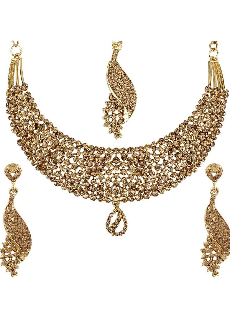 Gold Plated Brass Jewellery Set - Indya