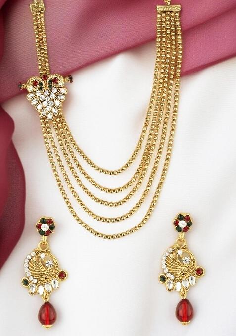 Multicolor Gold Plated Brass Jewellery Set