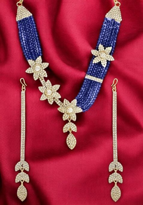 Blue Gold Plated Brass Jewellery Set