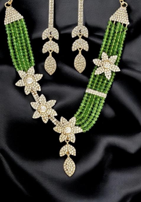 Green Gold Plated Brass Jewellery Set