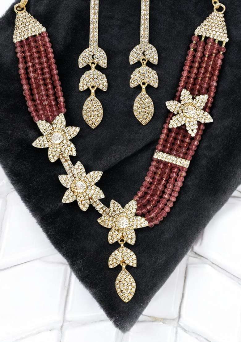Brown Gold Plated Brass Jewellery Set - Indya