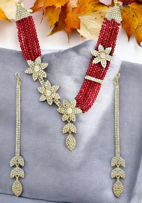 Red Gold Plated Brass Jewellery Set