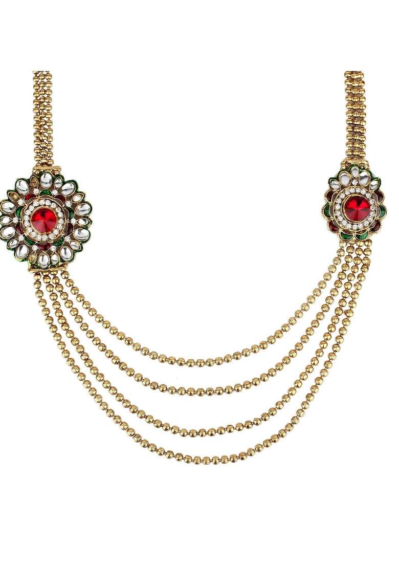 Multicolor Gold Plated Brass Jewellery Set - Indya
