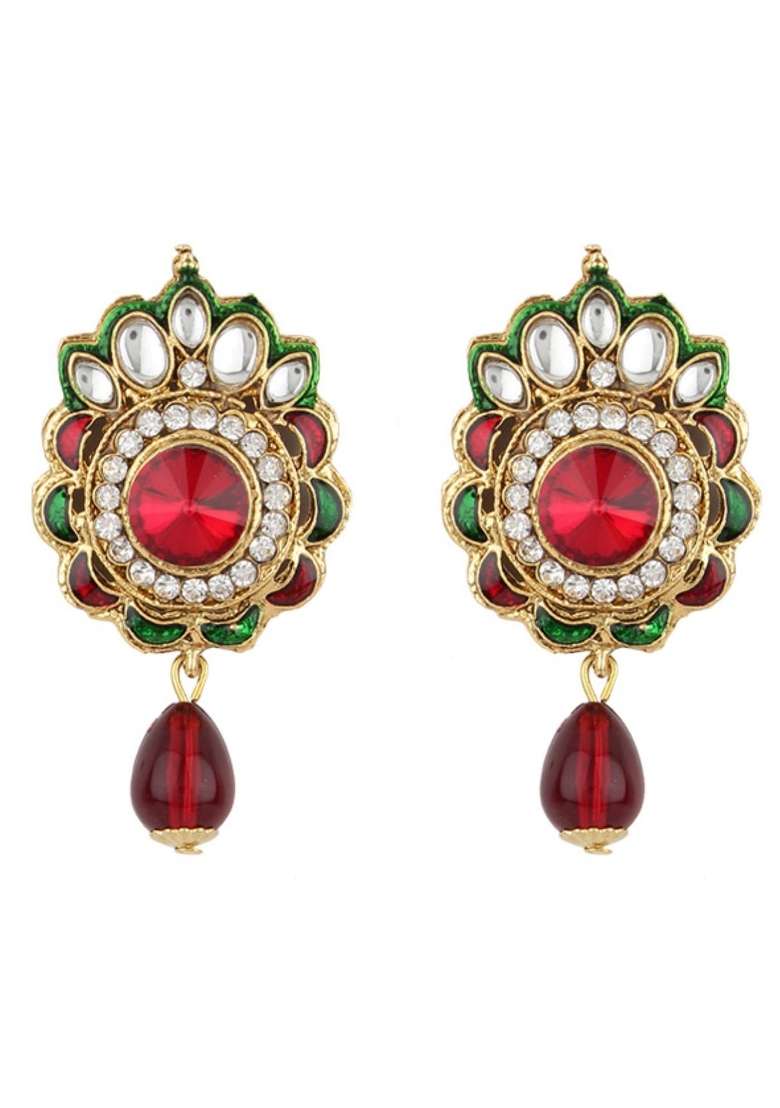 Multicolor Gold Plated Brass Jewellery Set - Indya