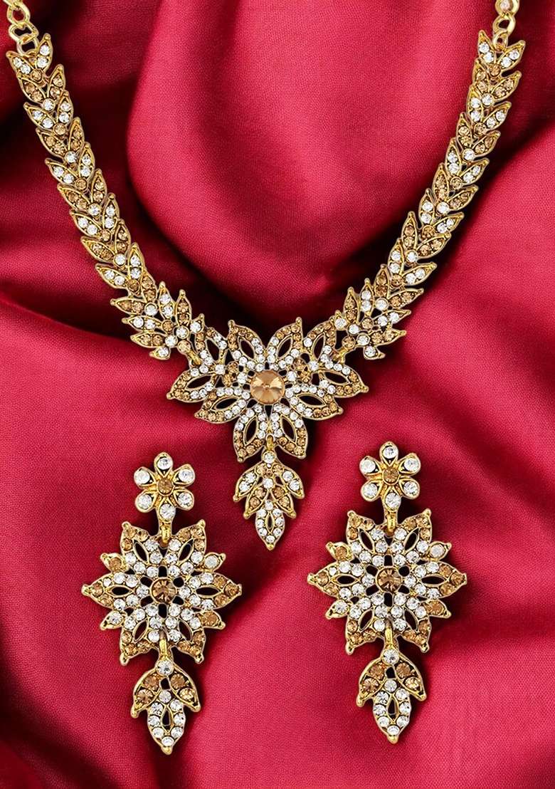 Gold Plated Brass Jewellery Set - Indya