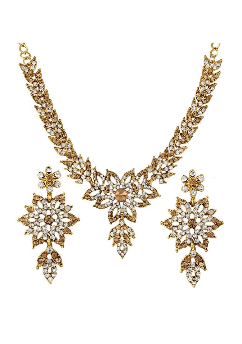 Gold Plated Brass Jewellery Set - Indya
