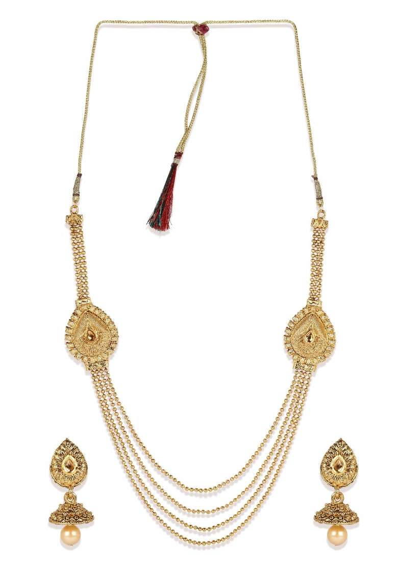 Gold Plated Brass Jewellery Set - Indya