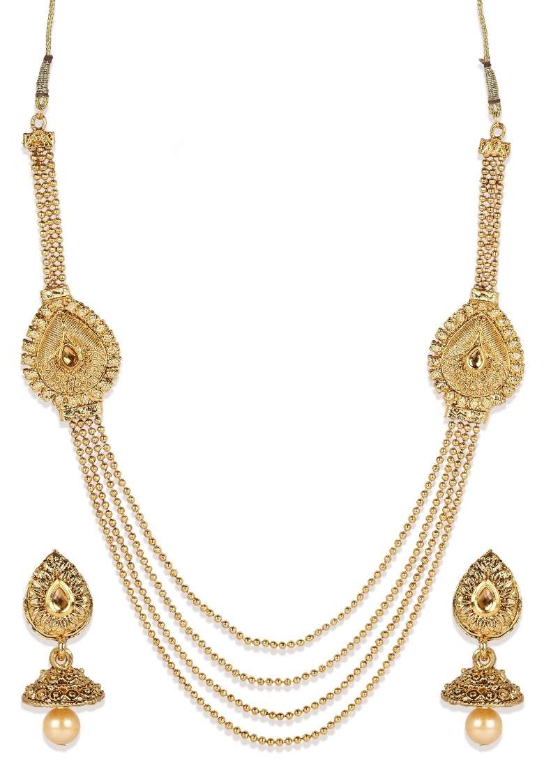 Gold Plated Brass Jewellery Set - Indya