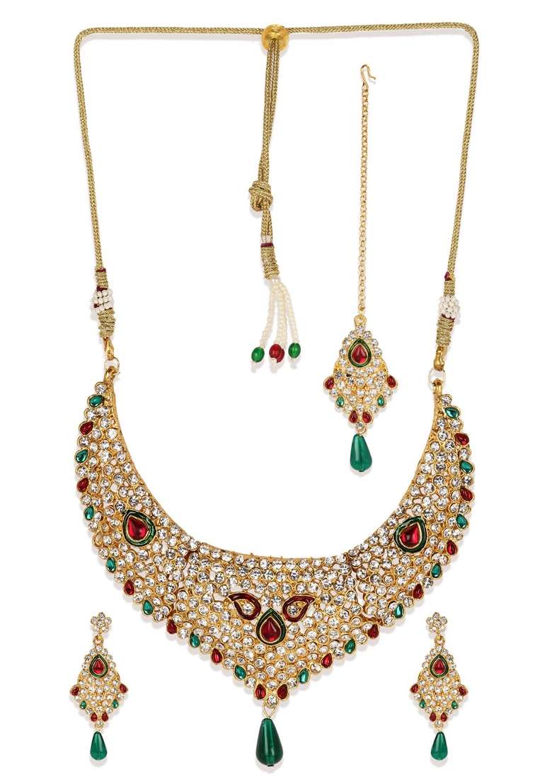 Multicolor Gold Plated Brass Jewellery Set - Indya