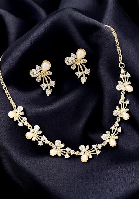 White Gold Plated Brass Jewellery Set