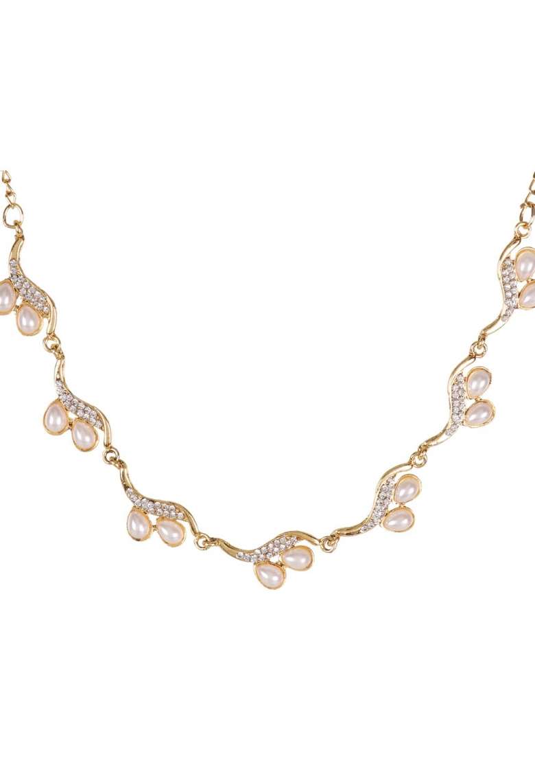 White Gold Plated Brass Jewellery Set - Indya