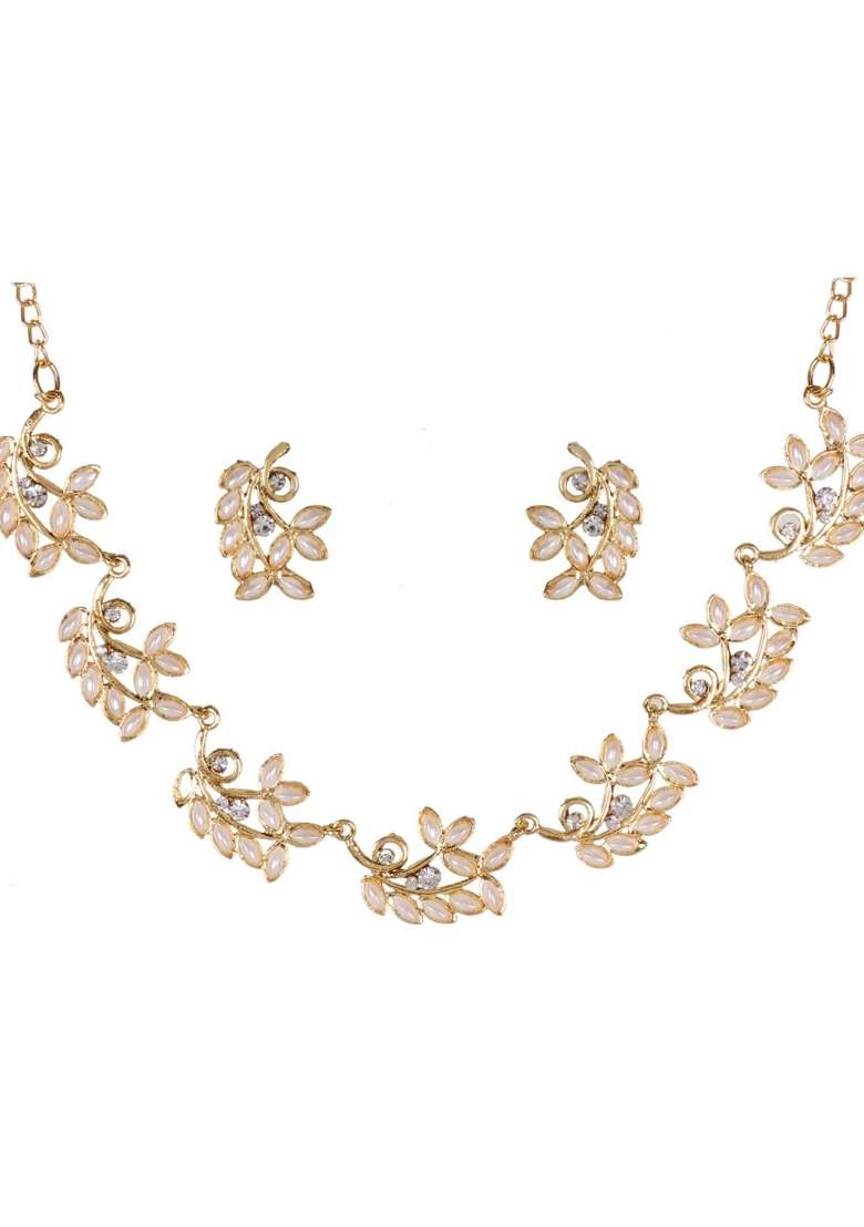 White Gold Plated Brass Jewellery Set - Indya