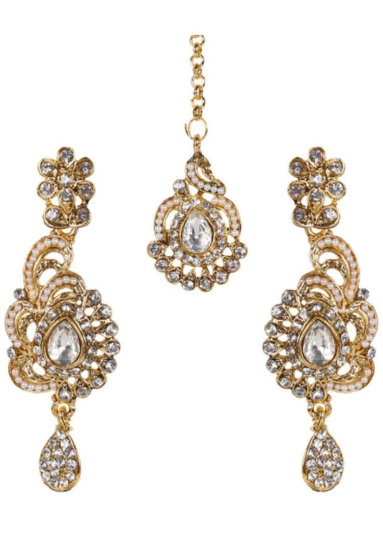 White Gold Plated Brass Jewellery Set - Indya