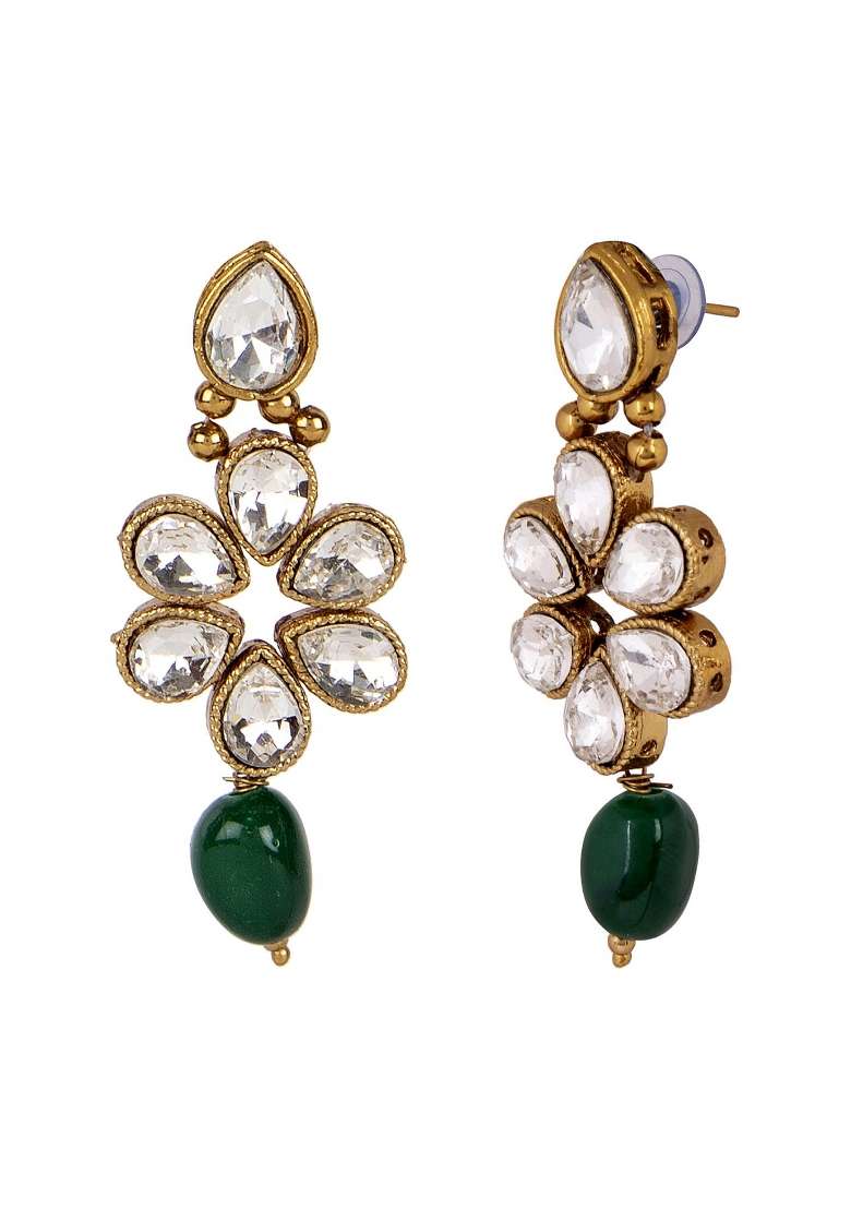 Green Gold Plated Brass Jewellery Set - Indya