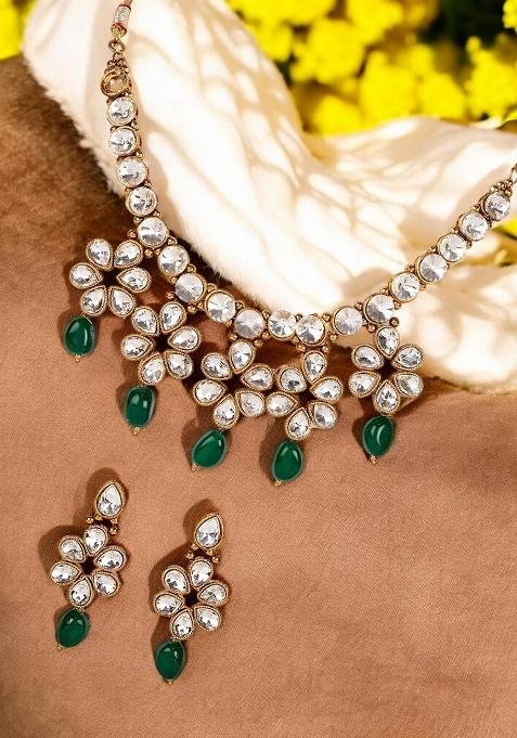 Green Gold Plated Brass Jewellery Set