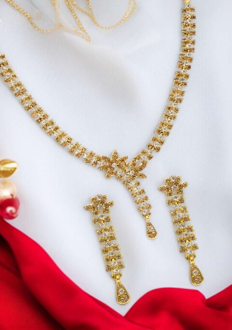 Gold Plated Brass Jewellery Set - Indya