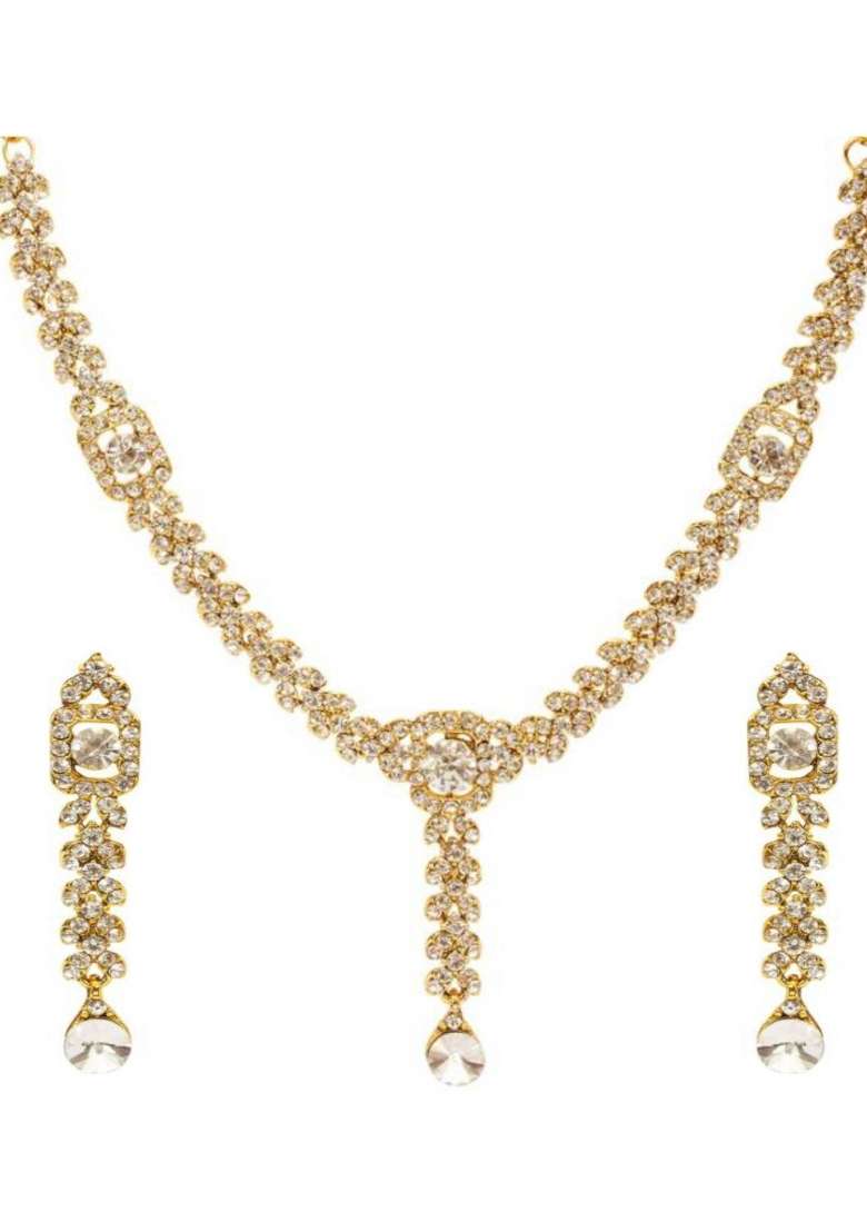 White Gold Plated Brass Jewellery Set - Indya