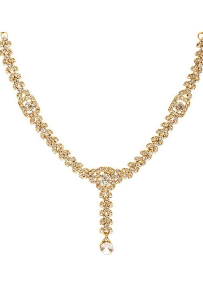 White Gold Plated Brass Jewellery Set - Indya