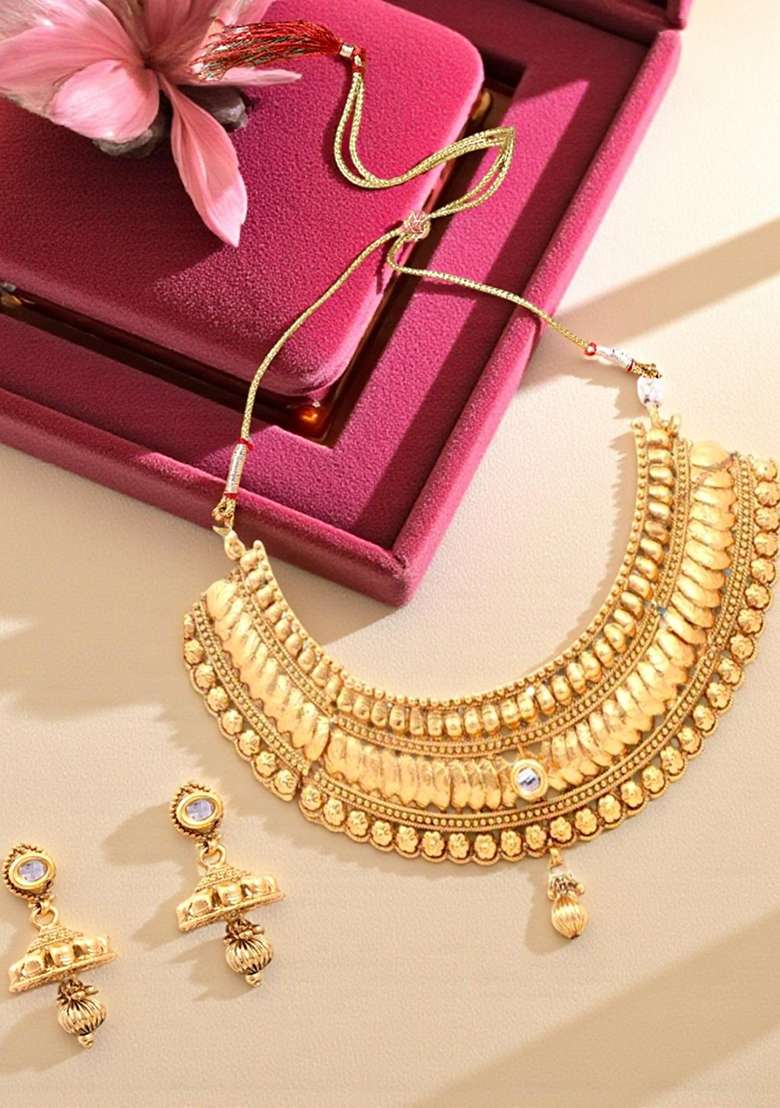 Gold Plated Brass Jewellery Set - Indya