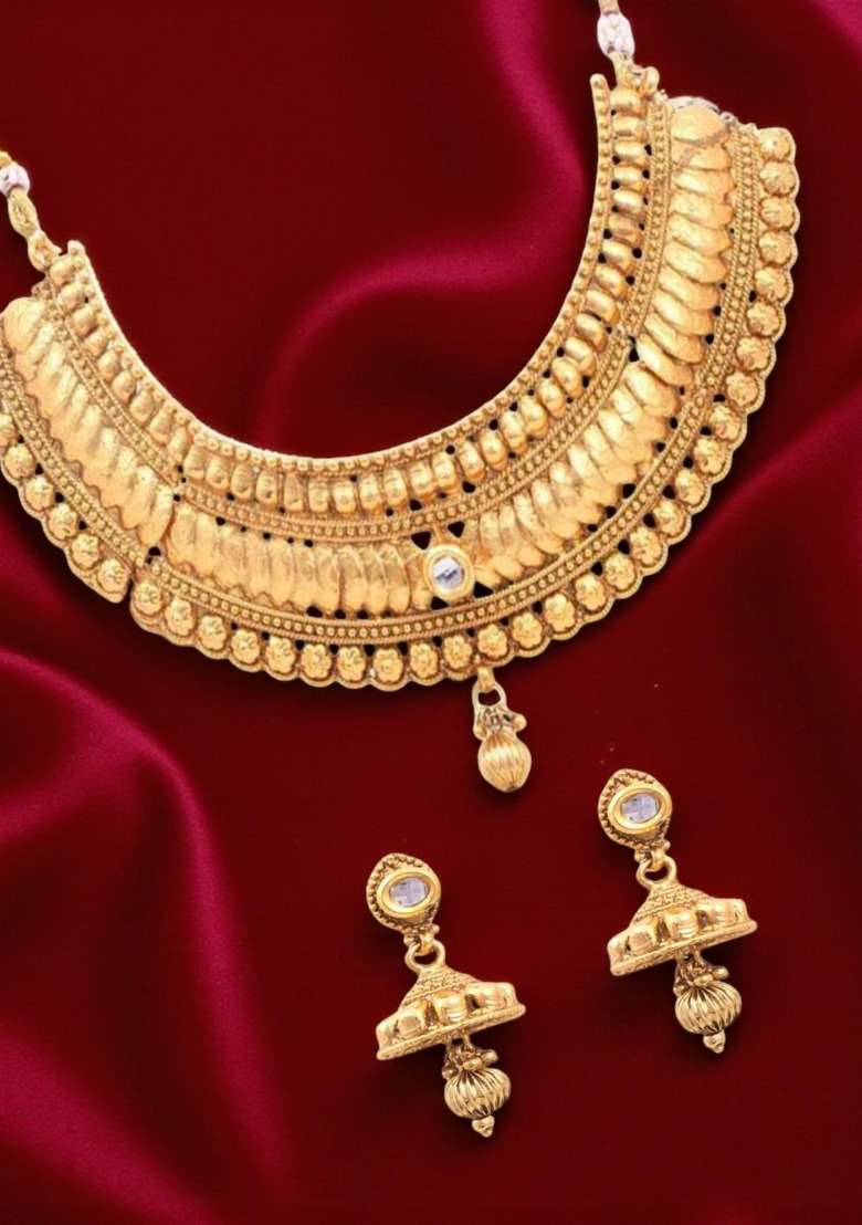Gold Plated Brass Jewellery Set - Indya