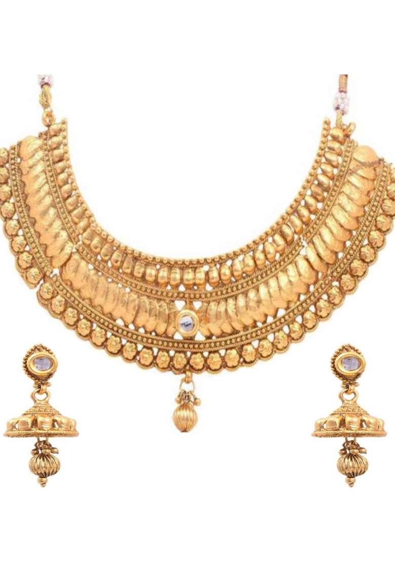 Gold Plated Brass Jewellery Set - Indya