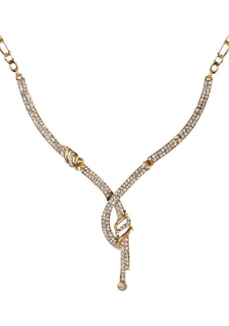 White Gold Plated Brass Jewellery Set - Indya