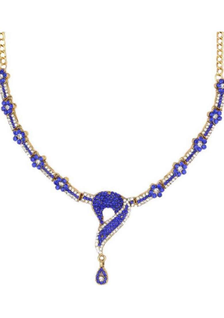 Blue Gold Plated Brass Jewellery Set - Indya