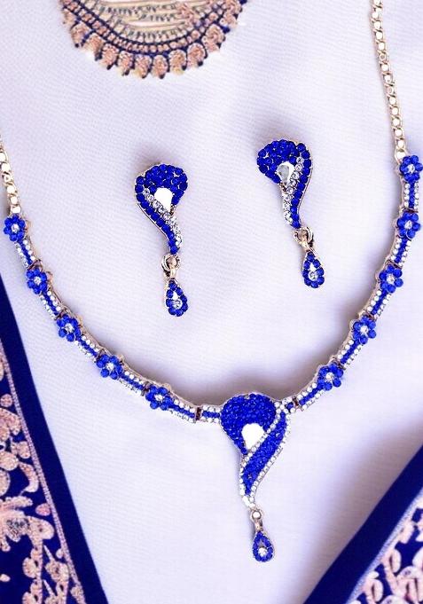 Blue Gold Plated Brass Jewellery Set