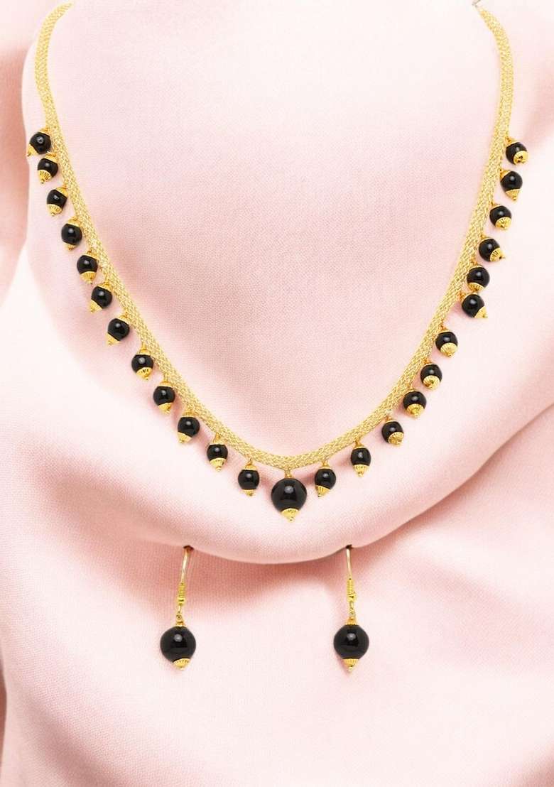 Black Gold Plated Brass Jewellery Set - Indya